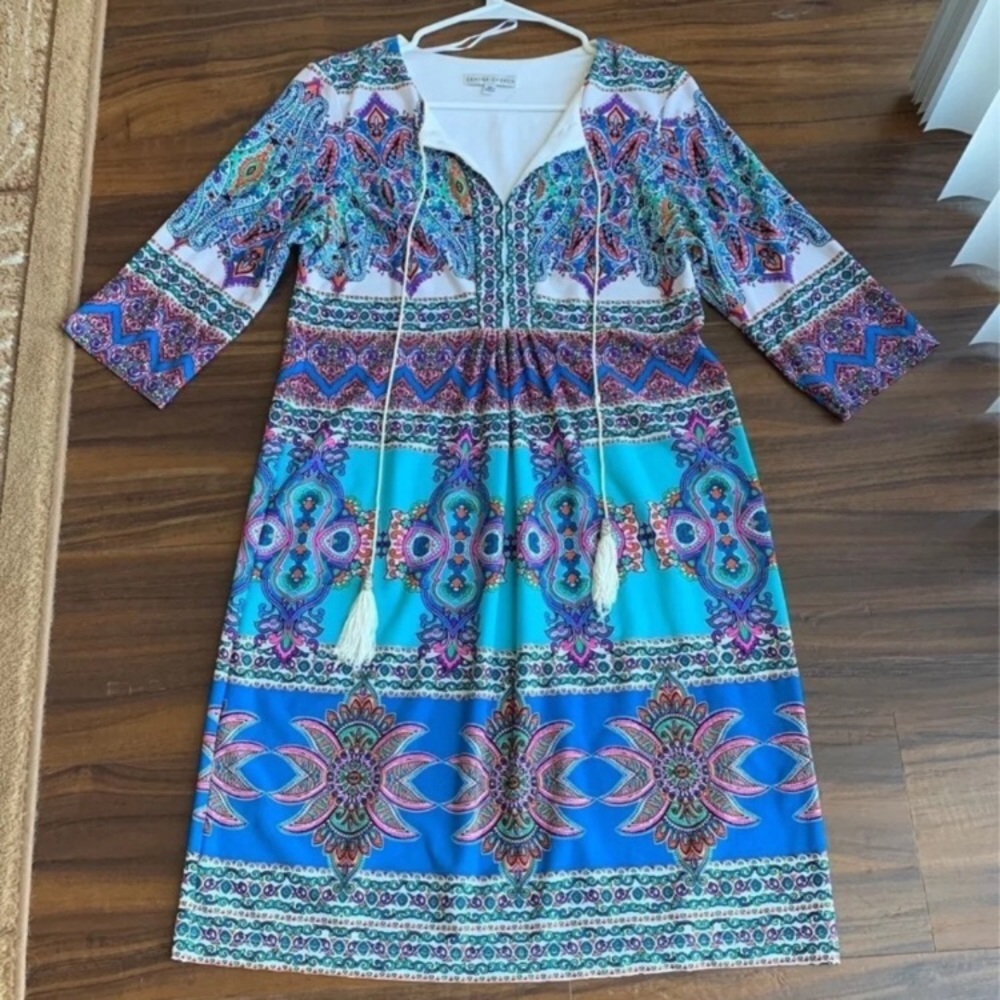 Sandra Darren long  boho groovy shift dress